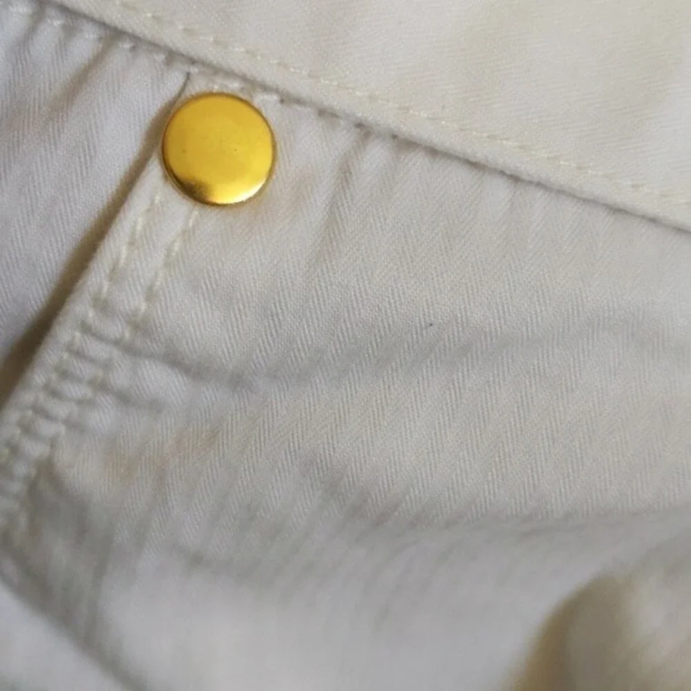 LOFT high waist paper bag waist off-white shorts, NWT, gold metallic accents 8